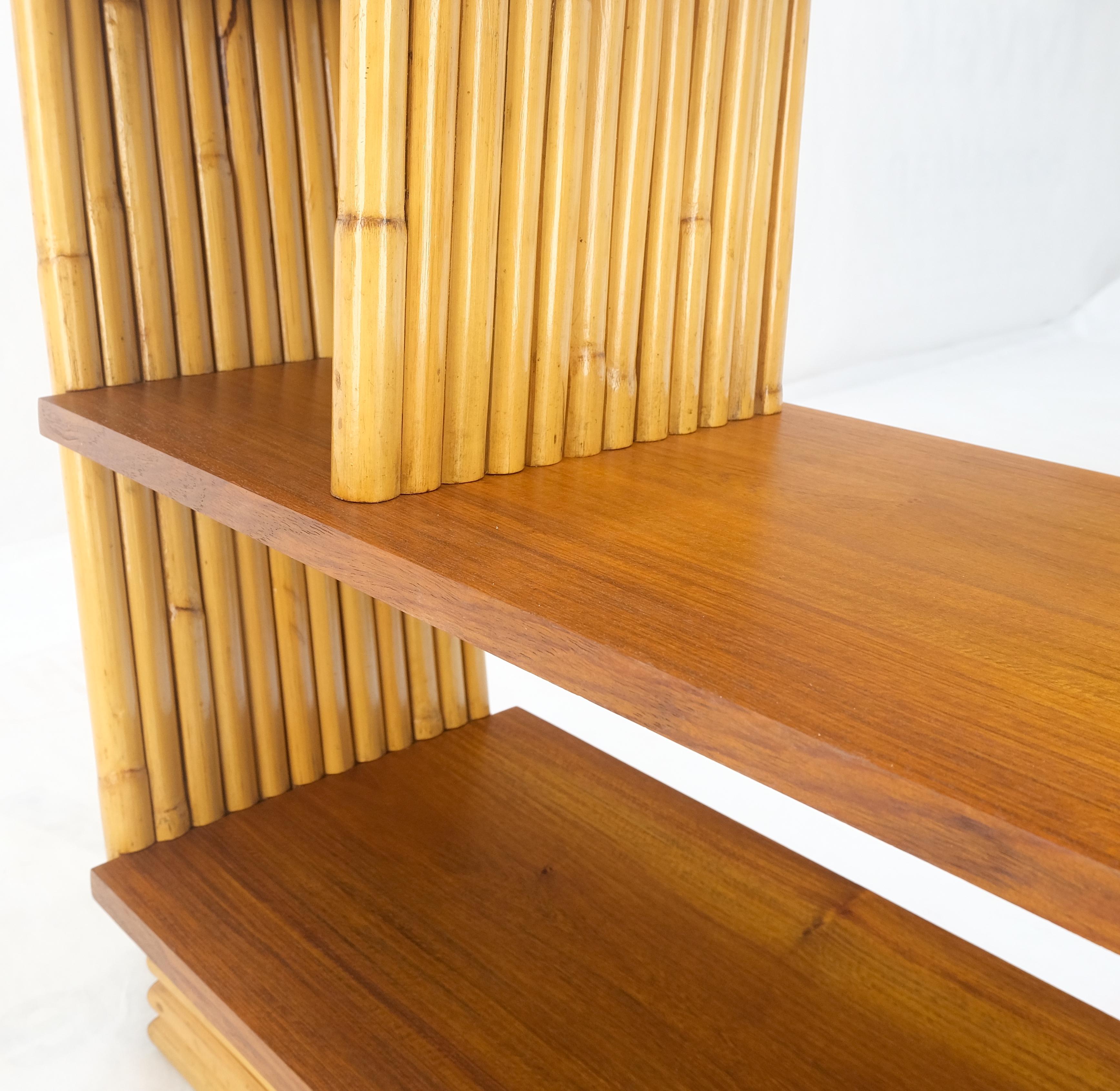 American Pair of Restored 1950s Solid Mahogany & Bamboo Reed Step End Side Tables Stands For Sale