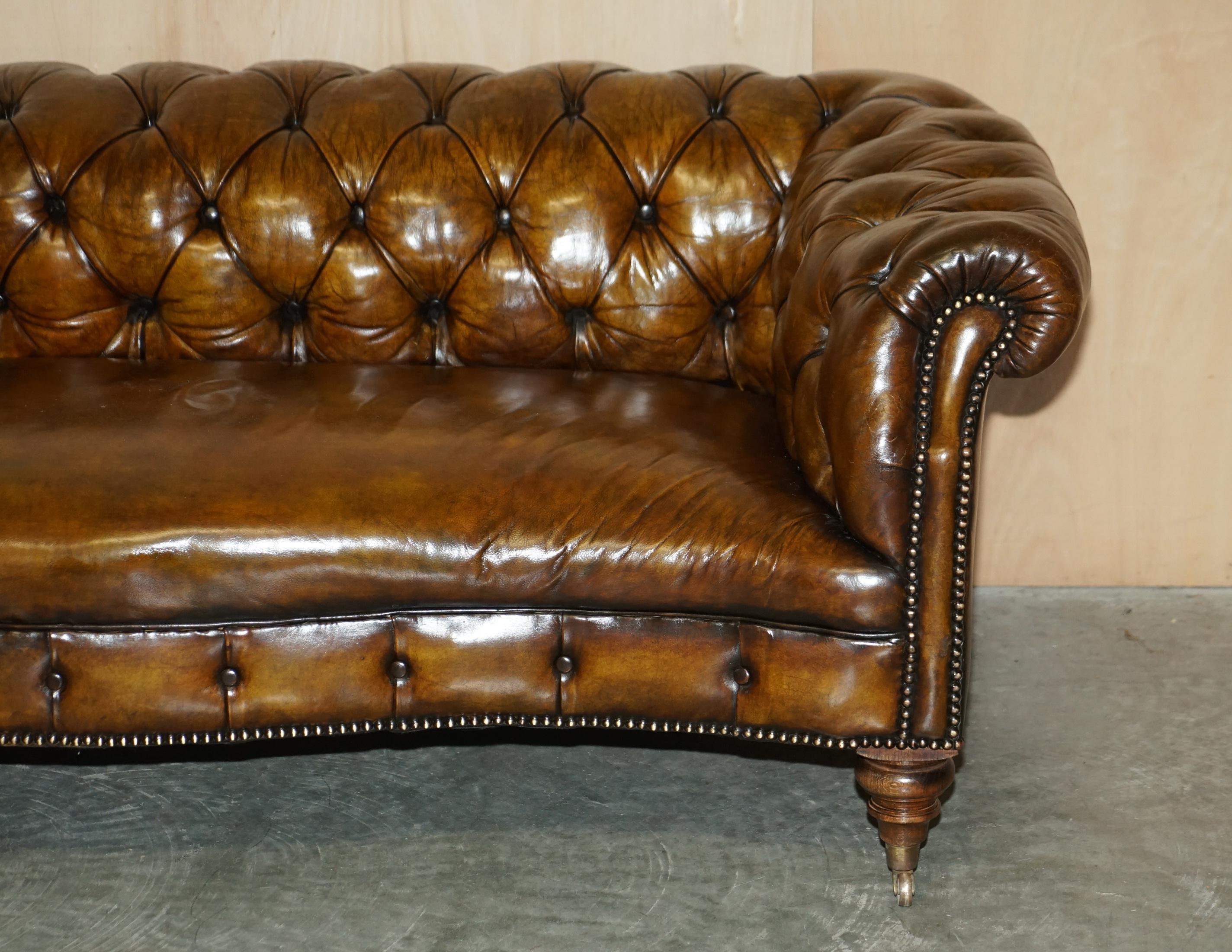 Hand-Crafted Pair of Restored Antique 1880 Serpentine Howard & Son's Style Chesterfield Sofas