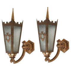 Pair of Restored Antique 25 in. Exterior Wall Sconces