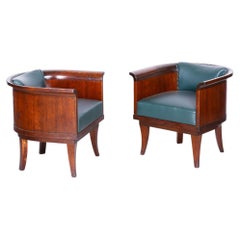 Pareja de sillones art déco restaurados, de F. y H. Gessner, roble, República Checa, años 20