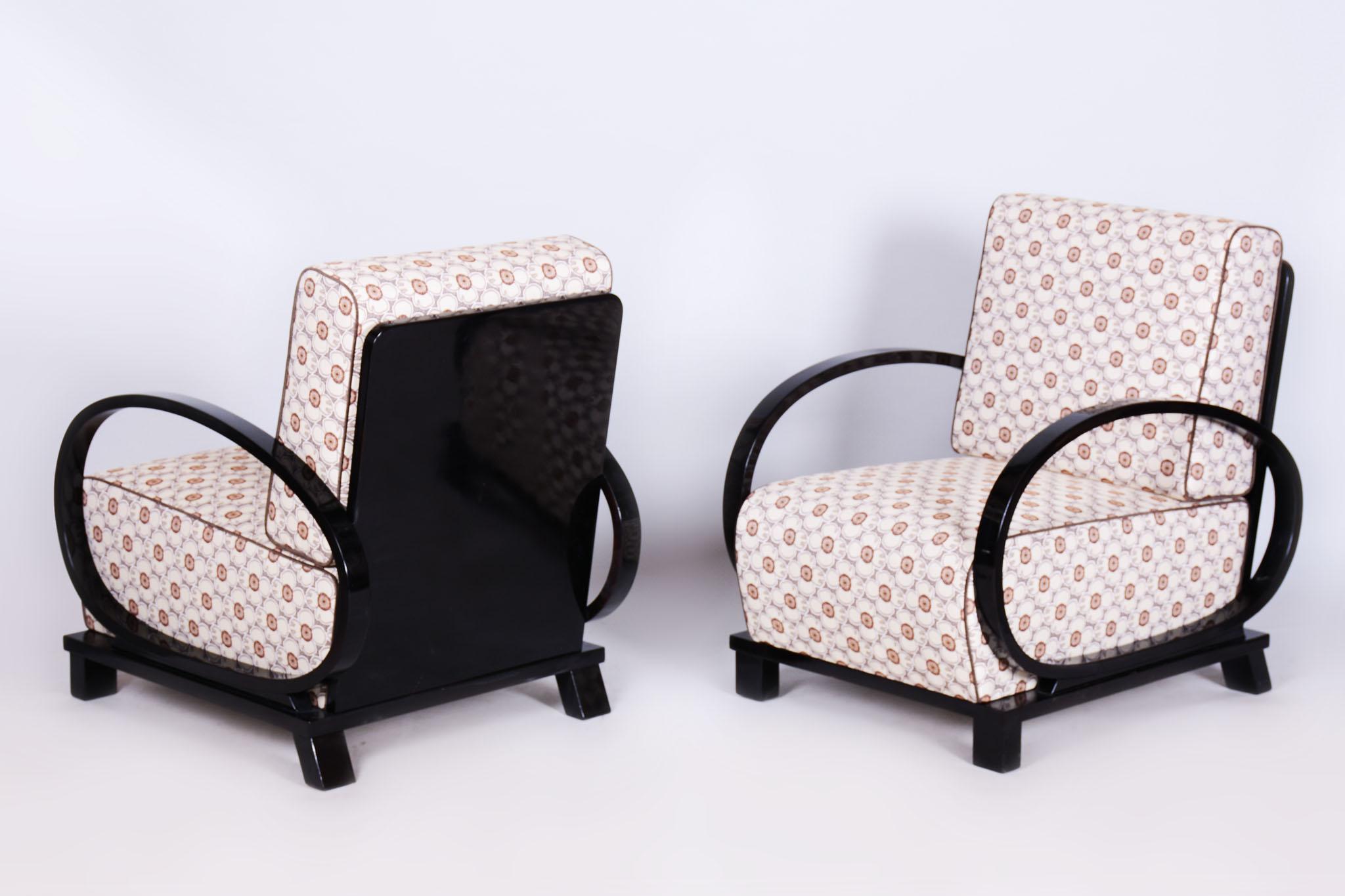Pair of Restored Art Deco Armchairs,  by J. Halabala, UP Závody, Czech, 1920s
