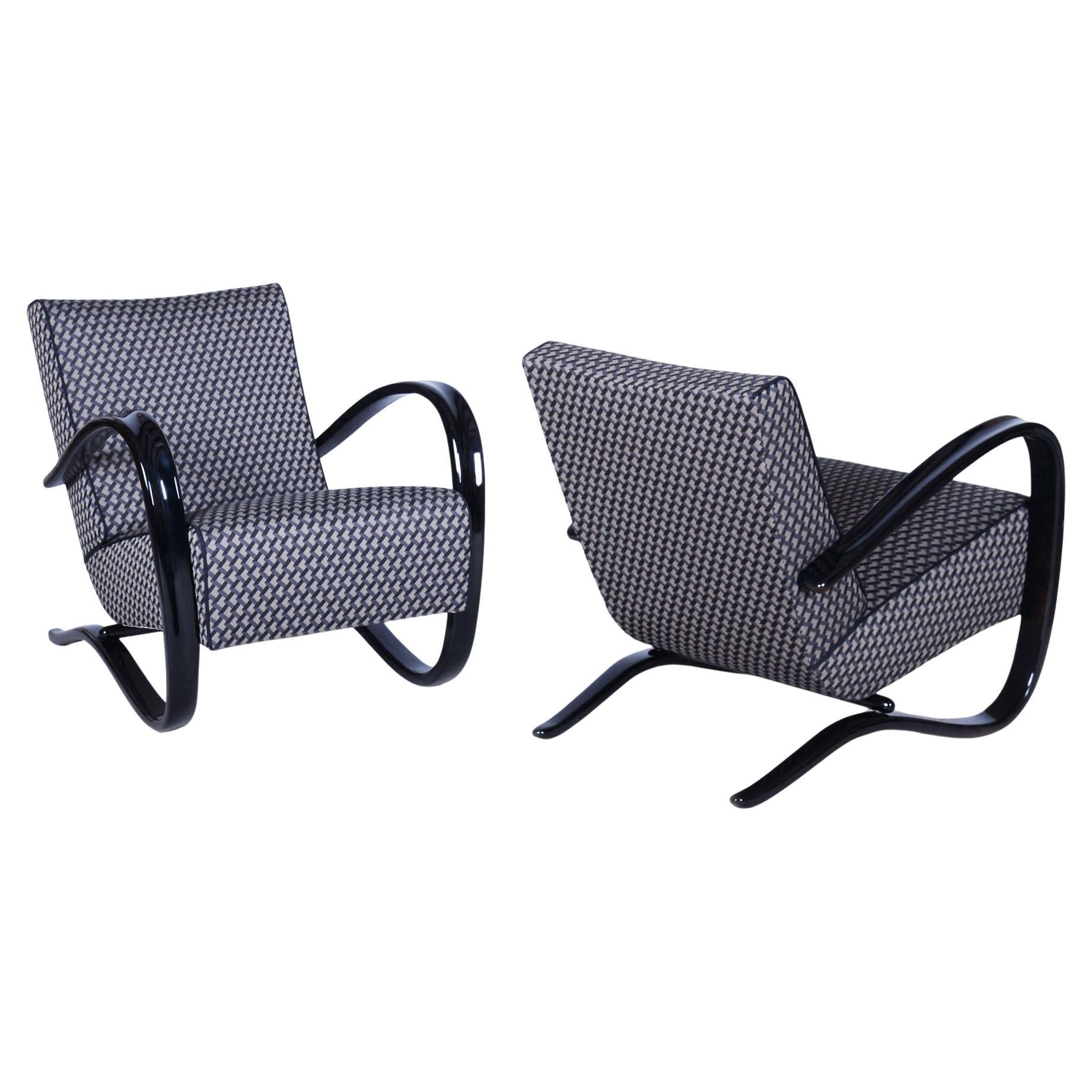 Pair of Restored Art Deco Armchairs,  by J. Halabala, UP Zavody, Czech, 1930s