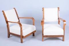 Pair of Restored Art Deco Armchairs, by Krásná Jizba, Oak, Czech, 1930s