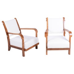 Pair of Restored Art Deco Armchairs, by Krásná Jizba, Oak, Czech, 1930s