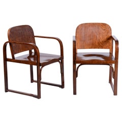 Pair of Restored Art Deco Armchairs, by Tatra, Pravenec, Beech, Czech, 1930s