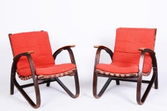 Pareja de sillones Art Déco restaurados, diseñados por Jan Vaněk, roble, República Checa, años 40