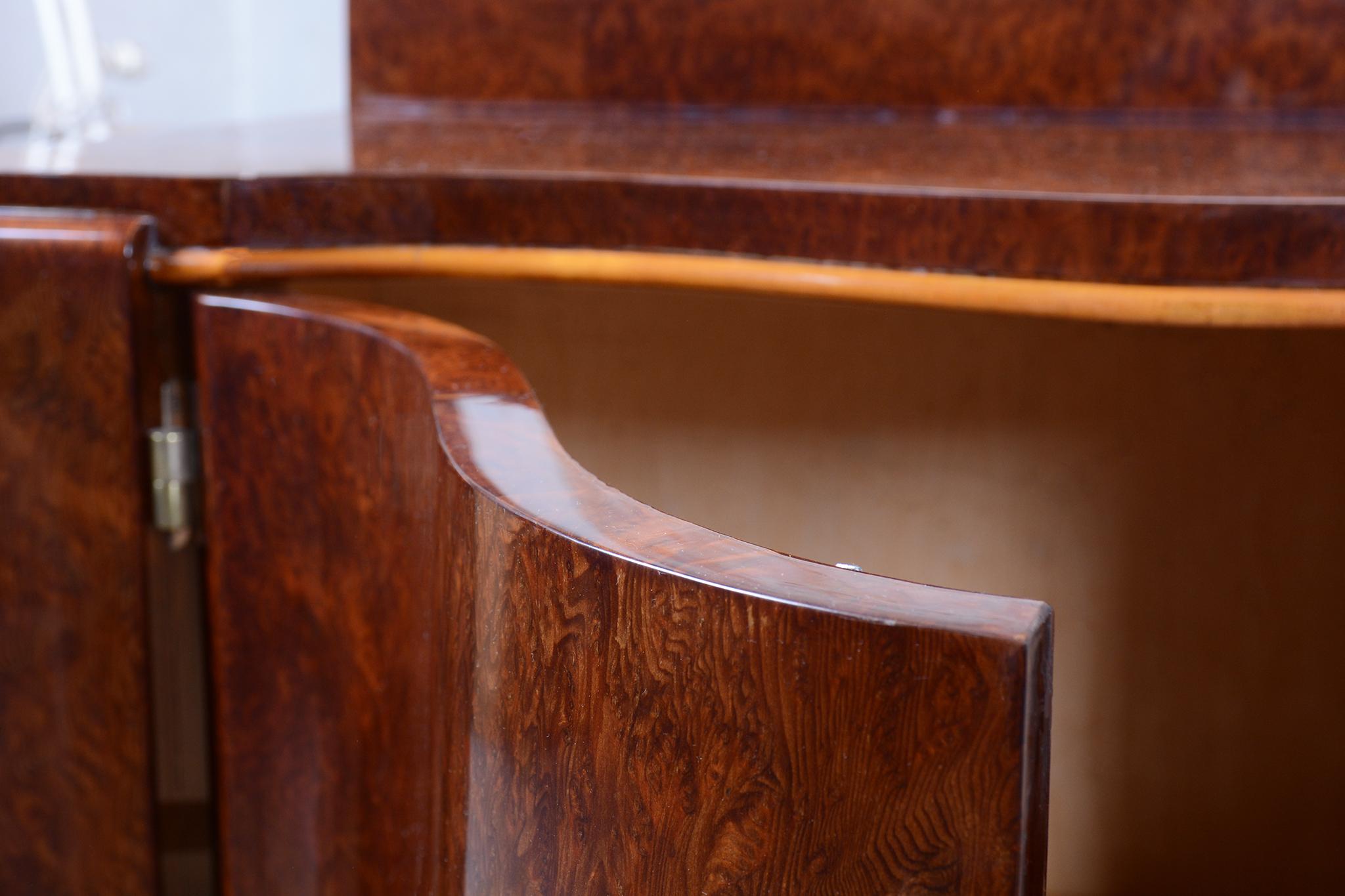Pair of Restored Art Deco Bedside Tables, Beech, Revived Polish, France, 1920s For Sale 5