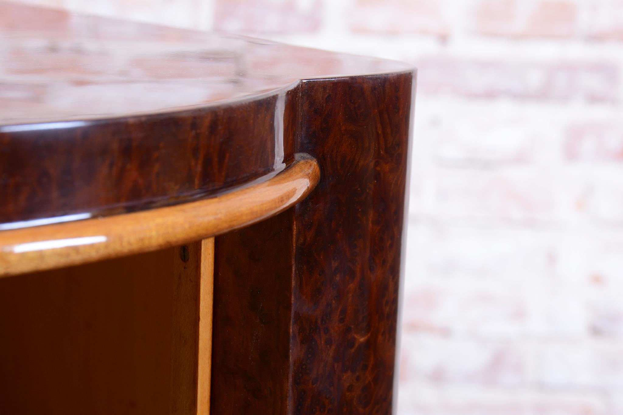 Pair of Restored Art Deco Bedside Tables, Beech, Revived Polish, France, 1920s For Sale 6