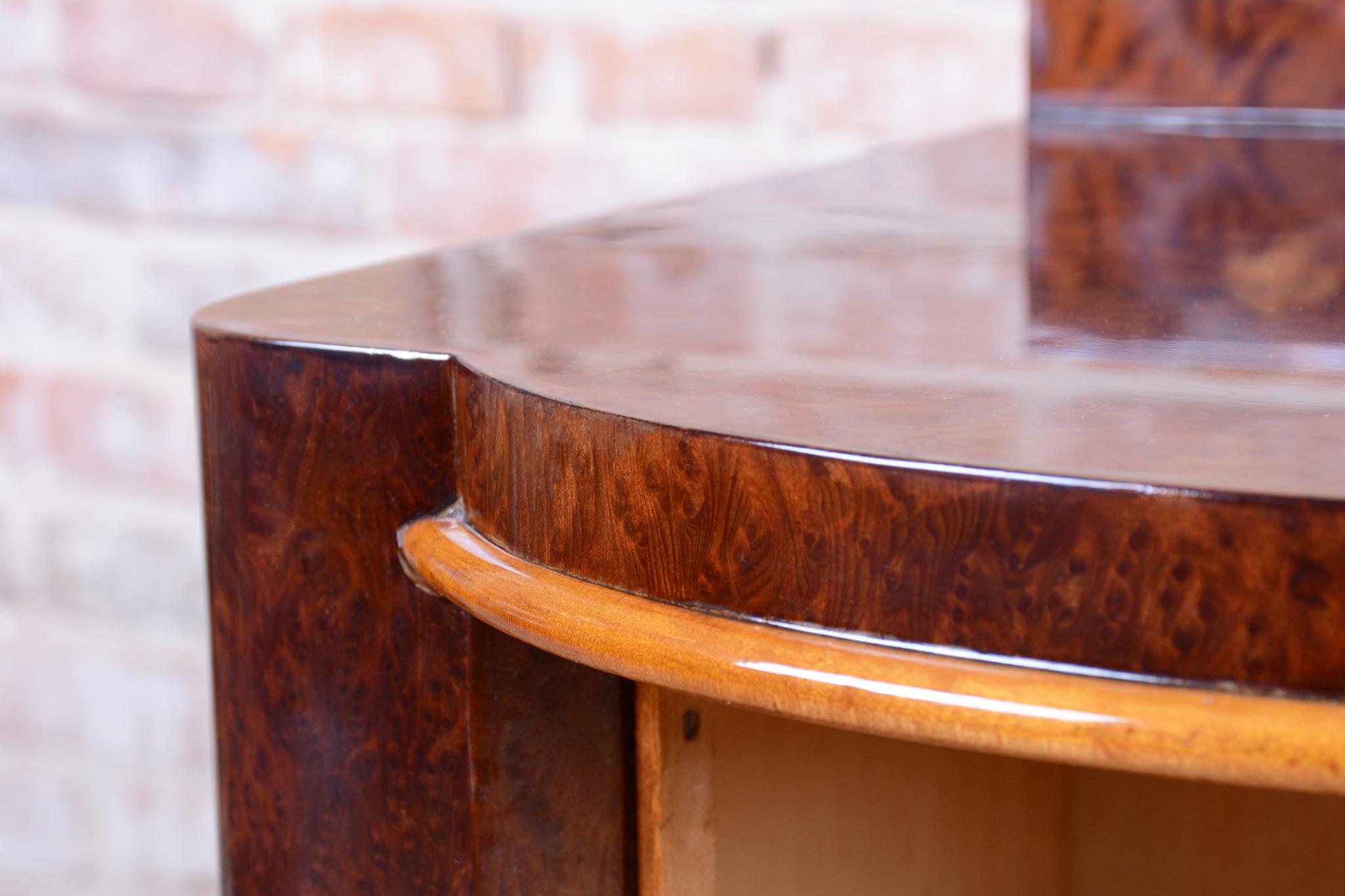 Pair of Restored Art Deco Bedside Tables, Beech, Revived Polish, France, 1920s For Sale 7