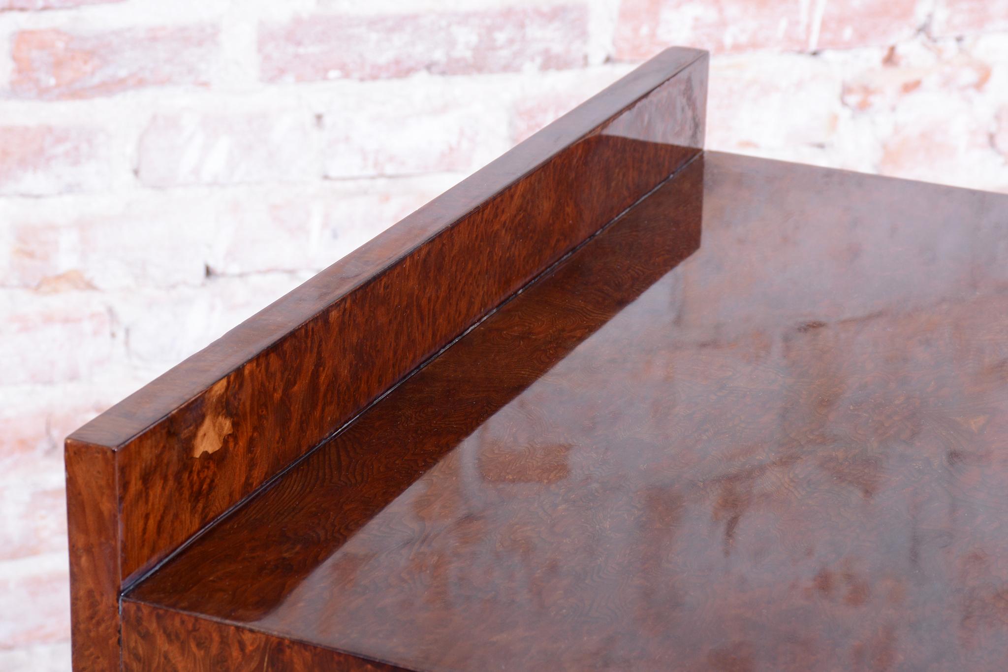 Pair of Restored Art Deco Bedside Tables, Beech, Revived Polish, France, 1920s For Sale 8