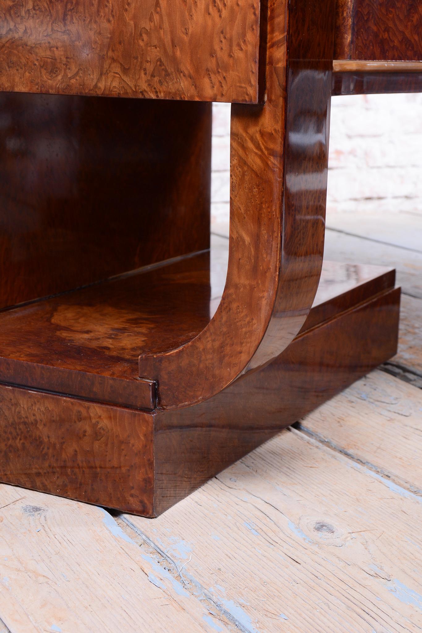 Pair of Restored Art Deco Bedside Tables, Beech, Revived Polish, France, 1920s For Sale 10