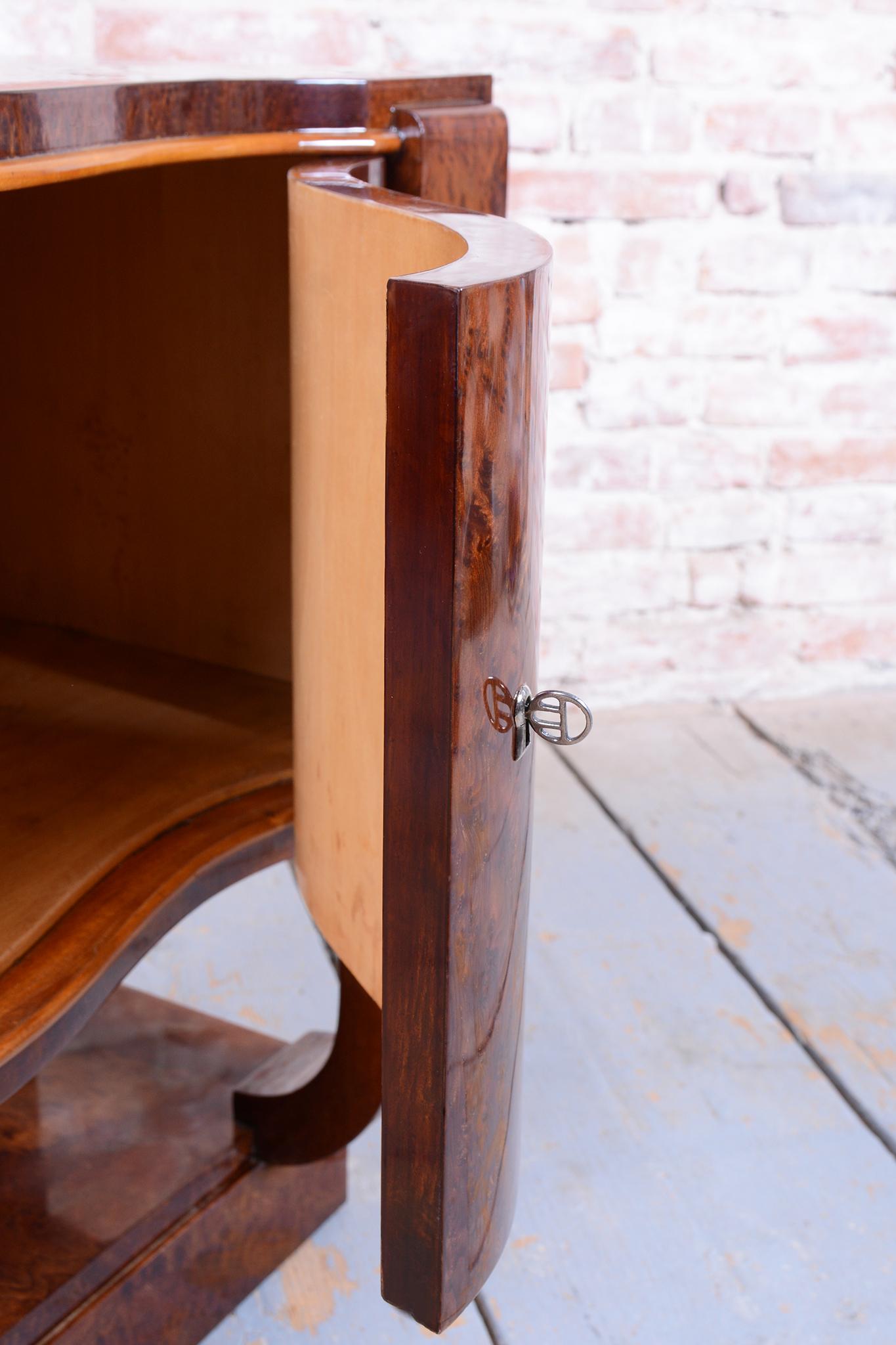 Pair of Restored Art Deco Bedside Tables, Beech, Revived Polish, France, 1920s For Sale 12