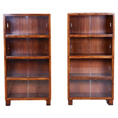Antique Pair of Restored Art Deco Bookcases, by Oldřich Liška, Walnut, Czech, 1920s