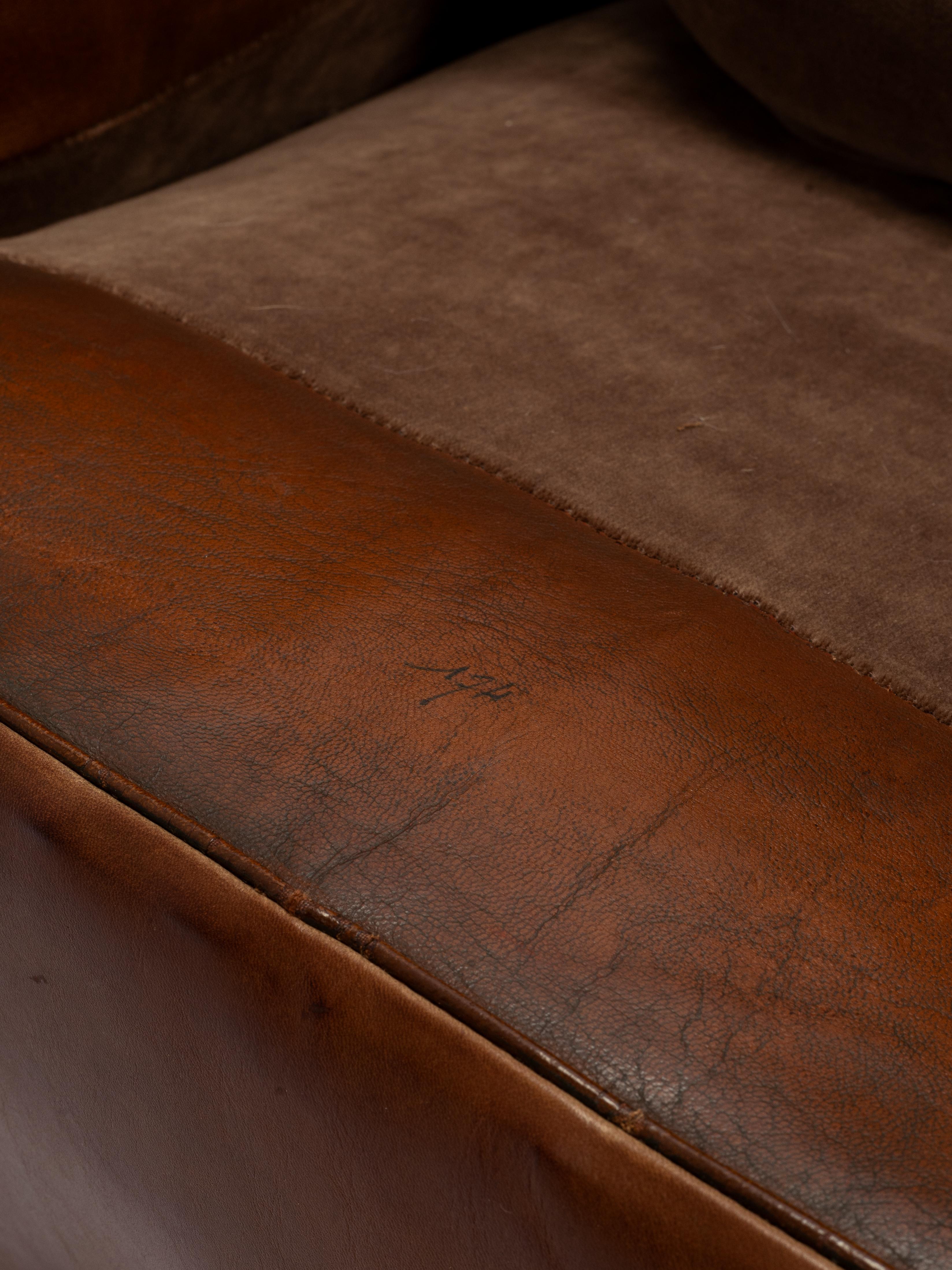 Pair Of Restored Art Deco French Leather Mustache Club Chairs For Sale 8