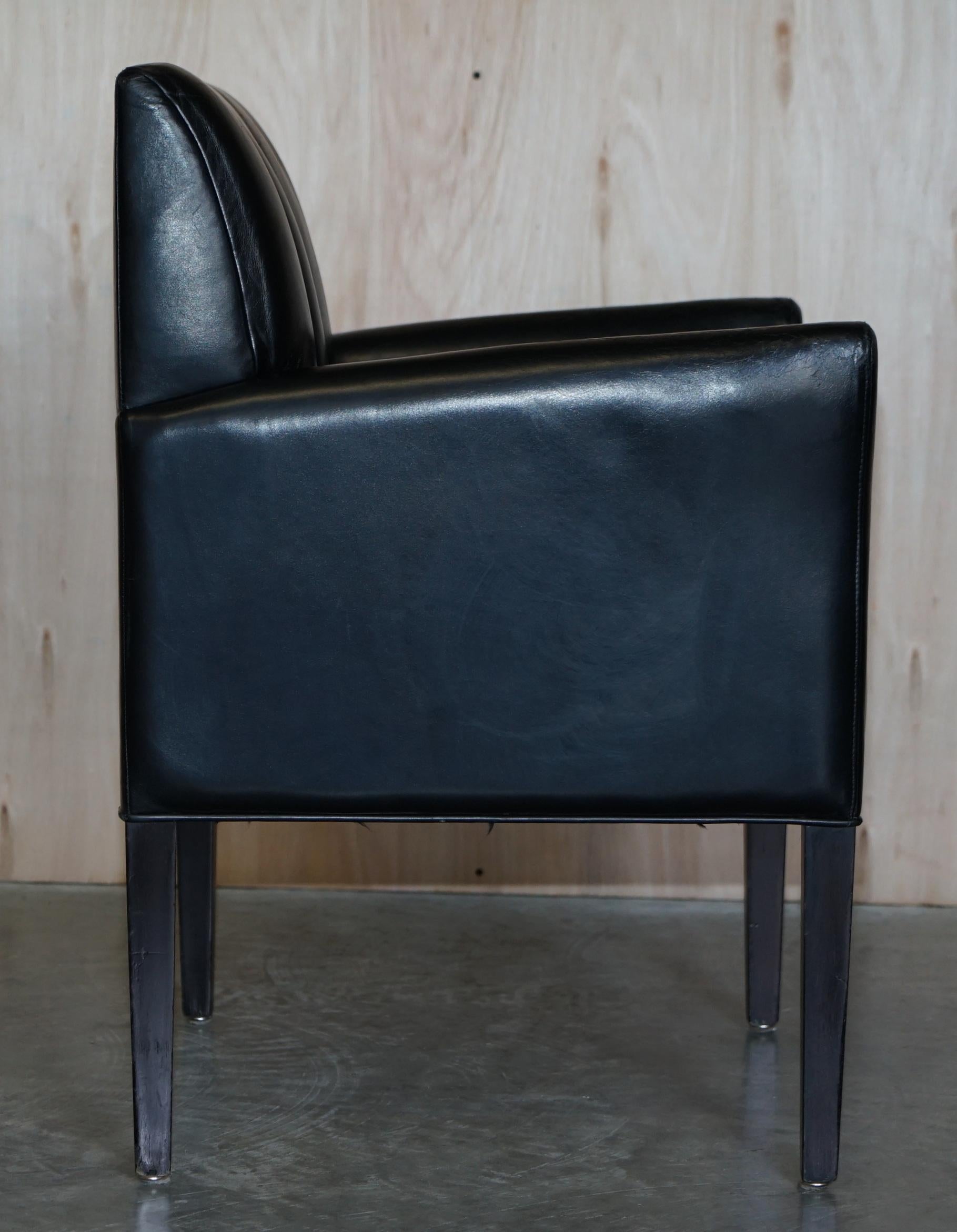 Pair of Restored Art Deco Mid-Century Modern Style Fluted Back Leather Armchair For Sale 7