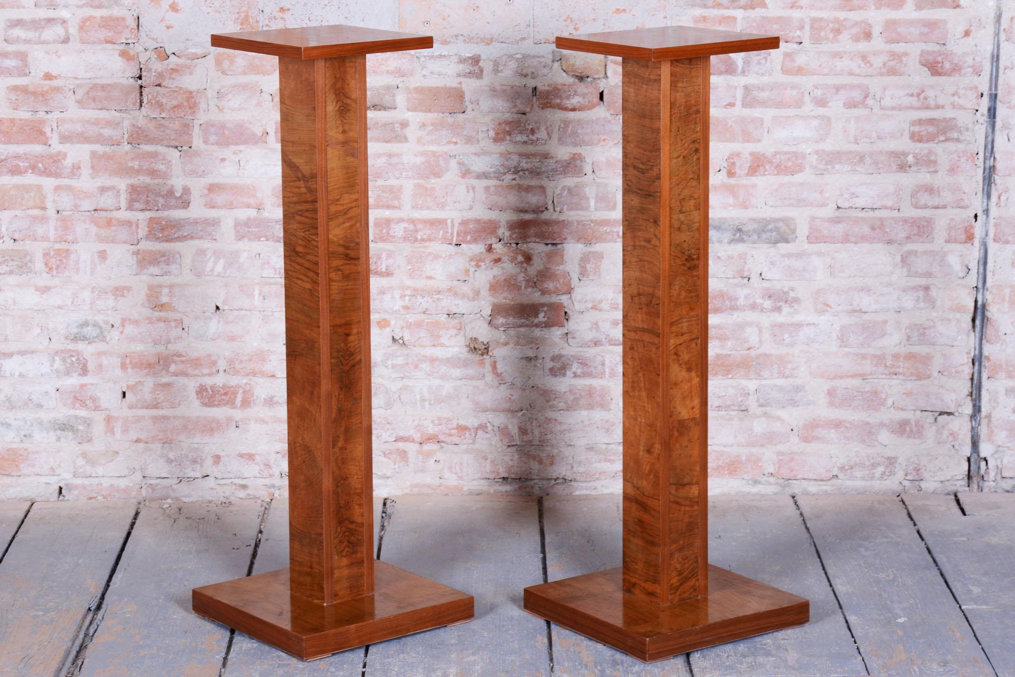 Paire de The Pedestals Art Deco restaurés, noyer, Revive polonais, tchèque, années 1920 Bon état - En vente à Brandys nad Labem, Středočeský kraj