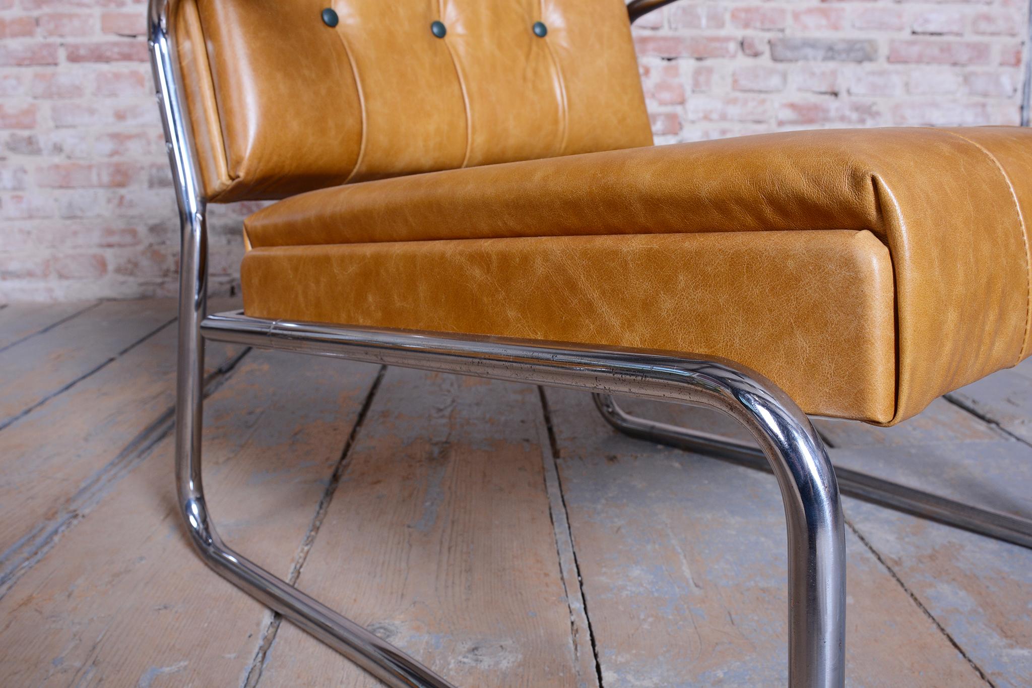 Paire de fauteuils Bauhaus restaurés, par Mücke & Melder, hêtre, chrome, tchèque, années 1930 en vente 12