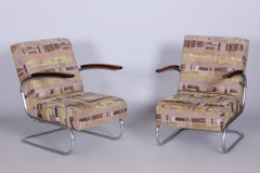 Pair of Restored Bauhaus Armchairs, by Mücke-Melder, Chrome, Czech, 1930s