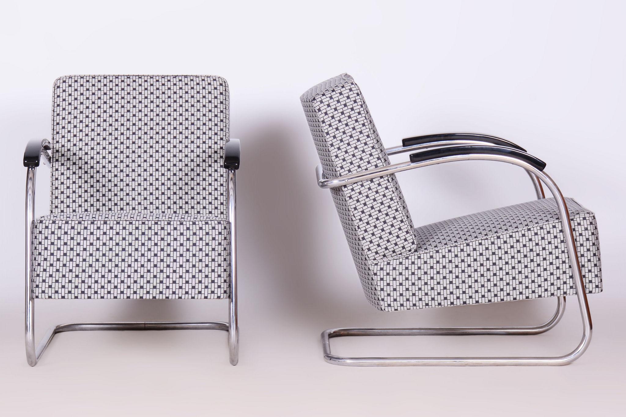 Paar restaurierte Bauhaus-Sessel, von Mücke-Melder, Chrom, Tschechien, 1930er Jahre im Angebot 2