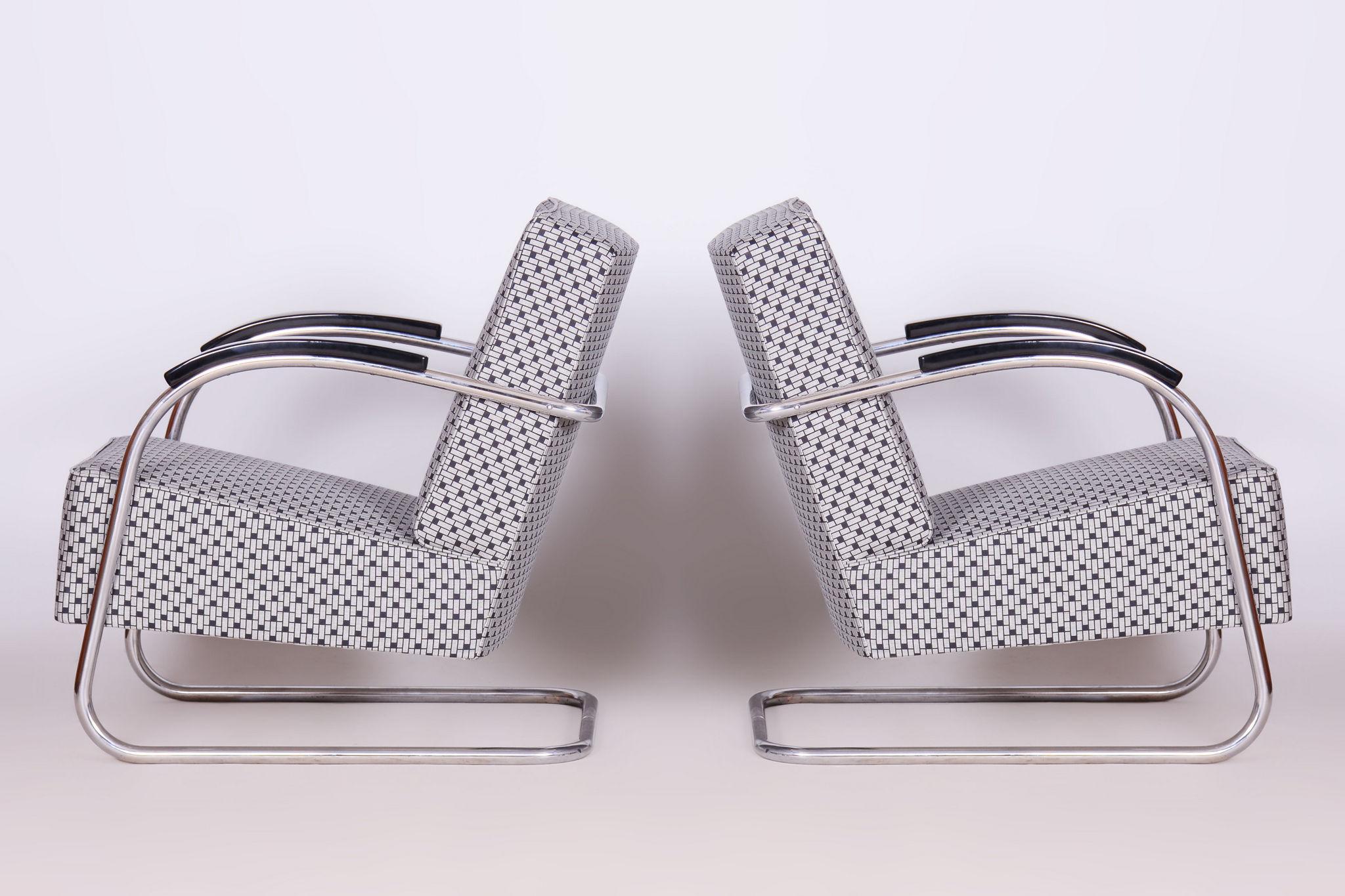 Paar restaurierte Bauhaus-Sessel, von Mücke-Melder, Chrom, Tschechien, 1930er Jahre im Angebot 3