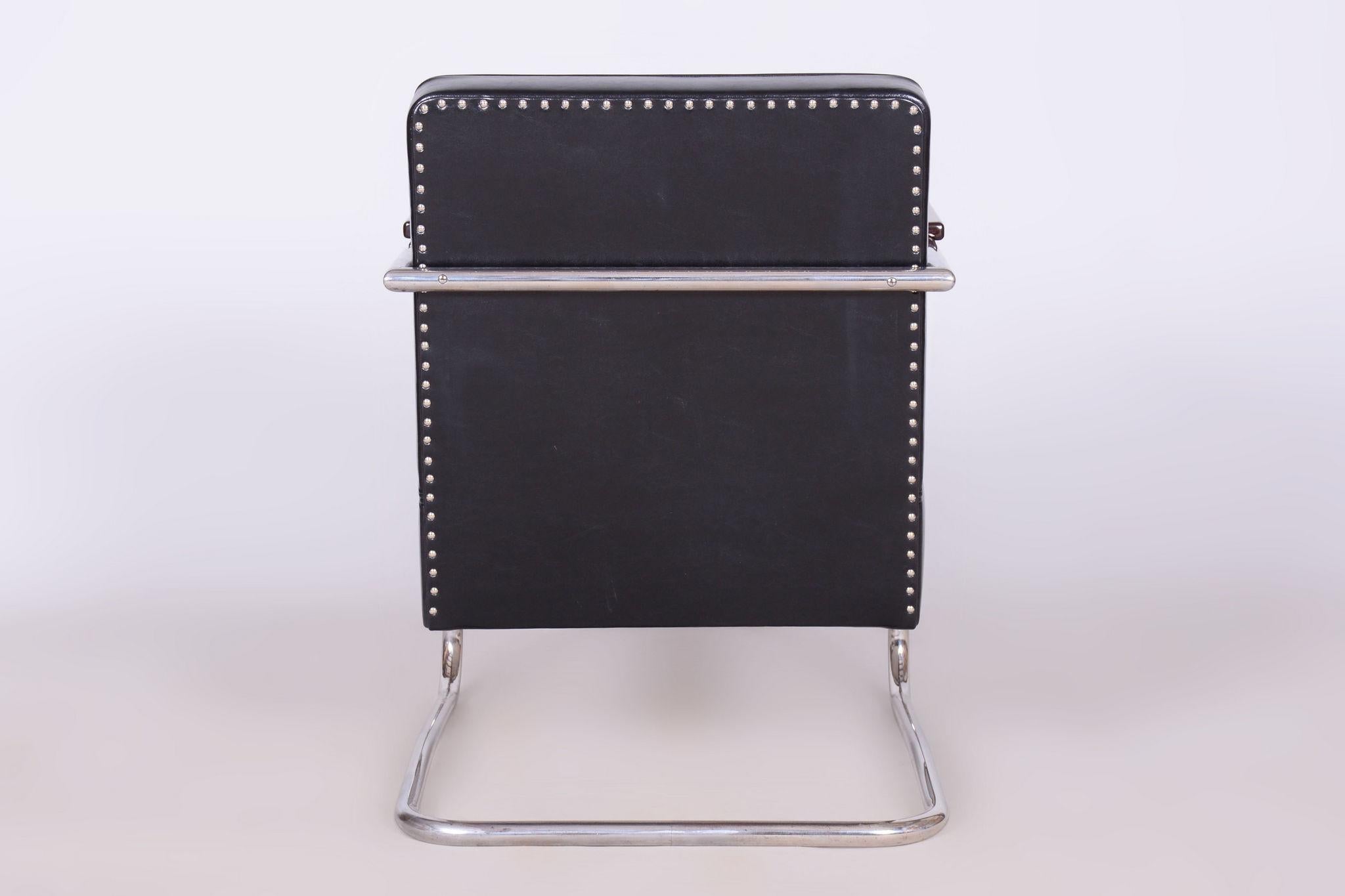 Paire de fauteuils Bauhaus restaurés, par Mücke & Melder, cuir, tchèque, années 1930 en vente 7