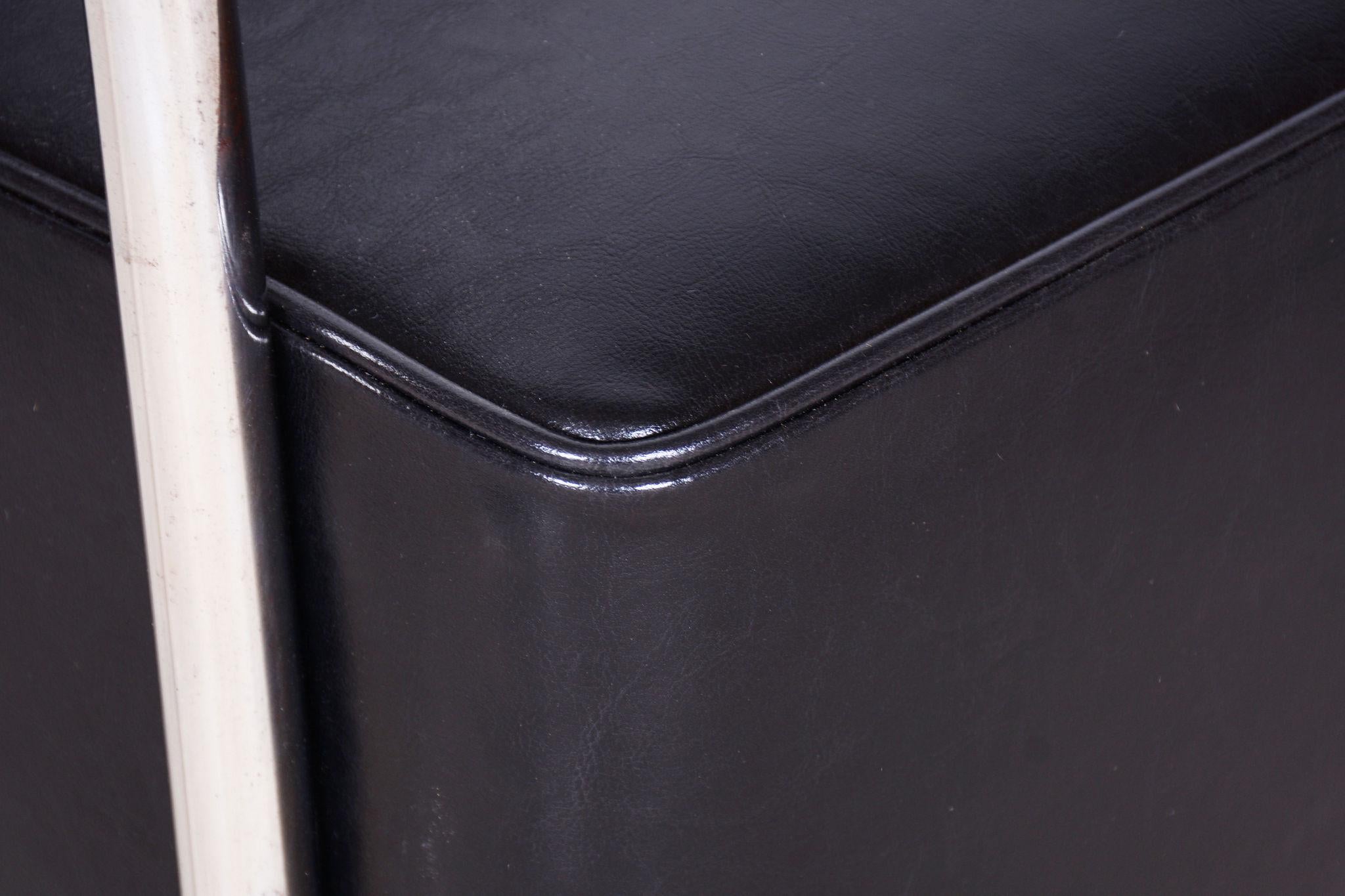 Paire de fauteuils Bauhaus restaurés, par Mücke & Melder, cuir, tchèque, années 1930 en vente 1