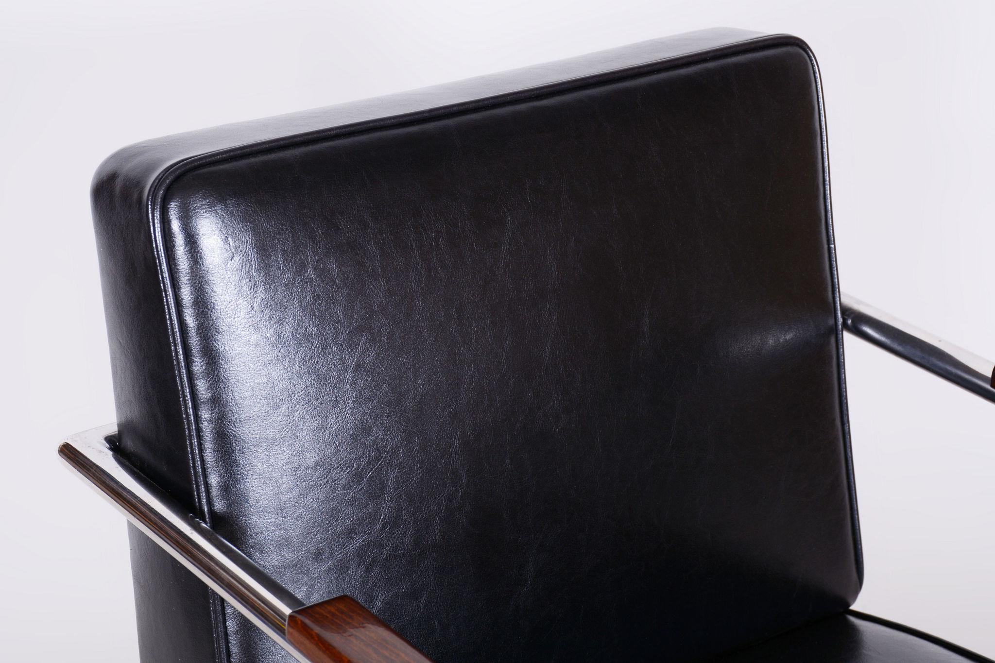 Paire de fauteuils Bauhaus restaurés, par Mücke & Melder, cuir, tchèque, années 1930 en vente 2