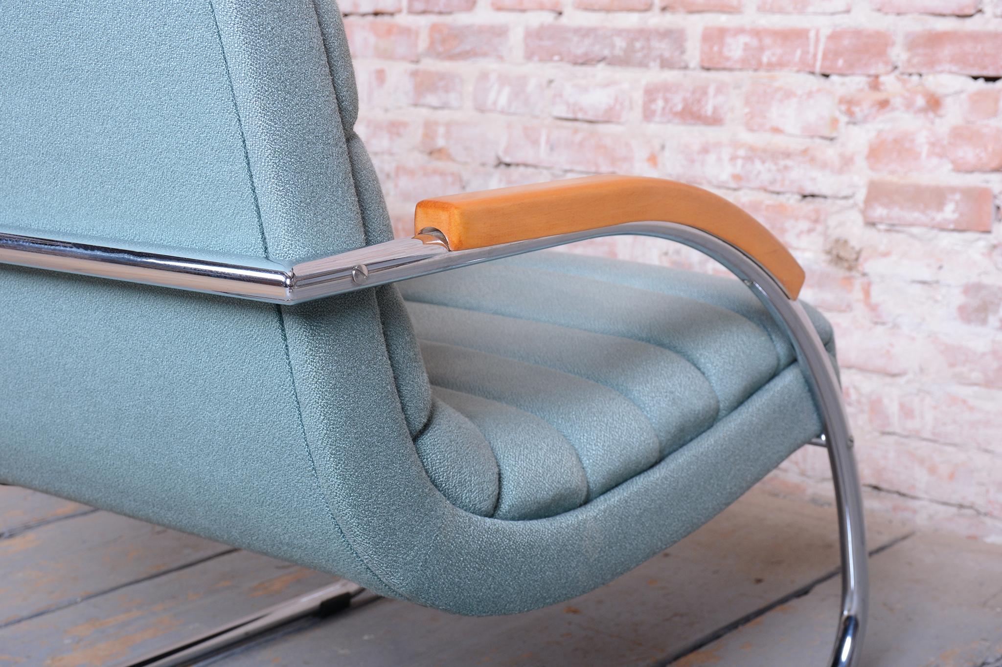 Pareja de sillones Bauhaus restaurados, de R.Slezak, modelo K32, cromados, República Checa, años 30 en venta 4