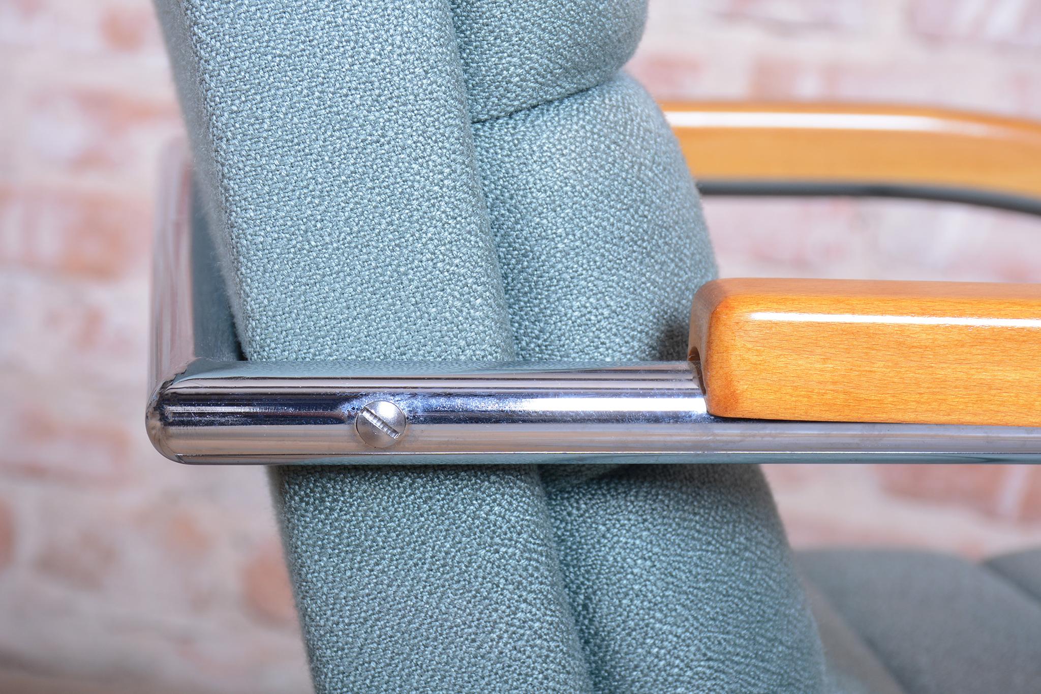 Pareja de sillones Bauhaus restaurados, de R.Slezak, modelo K32, cromados, República Checa, años 30 en venta 6