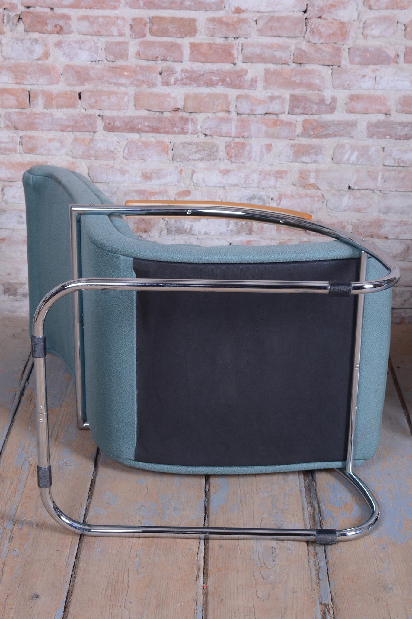 Pareja de sillones Bauhaus restaurados, de R.Slezak, modelo K32, cromados, República Checa, años 30 en venta 11