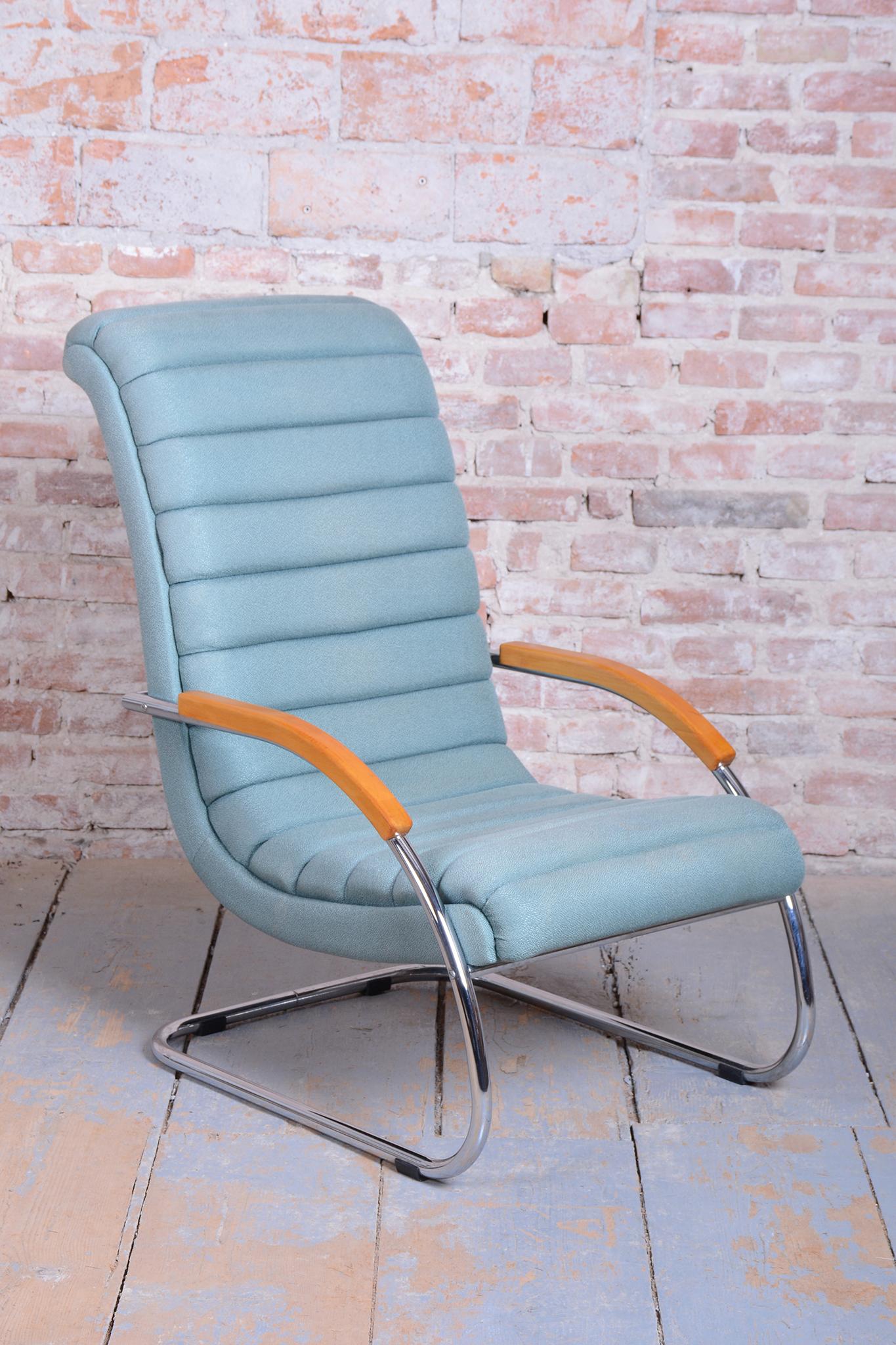 Pareja de sillones Bauhaus restaurados, de R.Slezak, modelo K32, cromados, República Checa, años 30 en venta 1