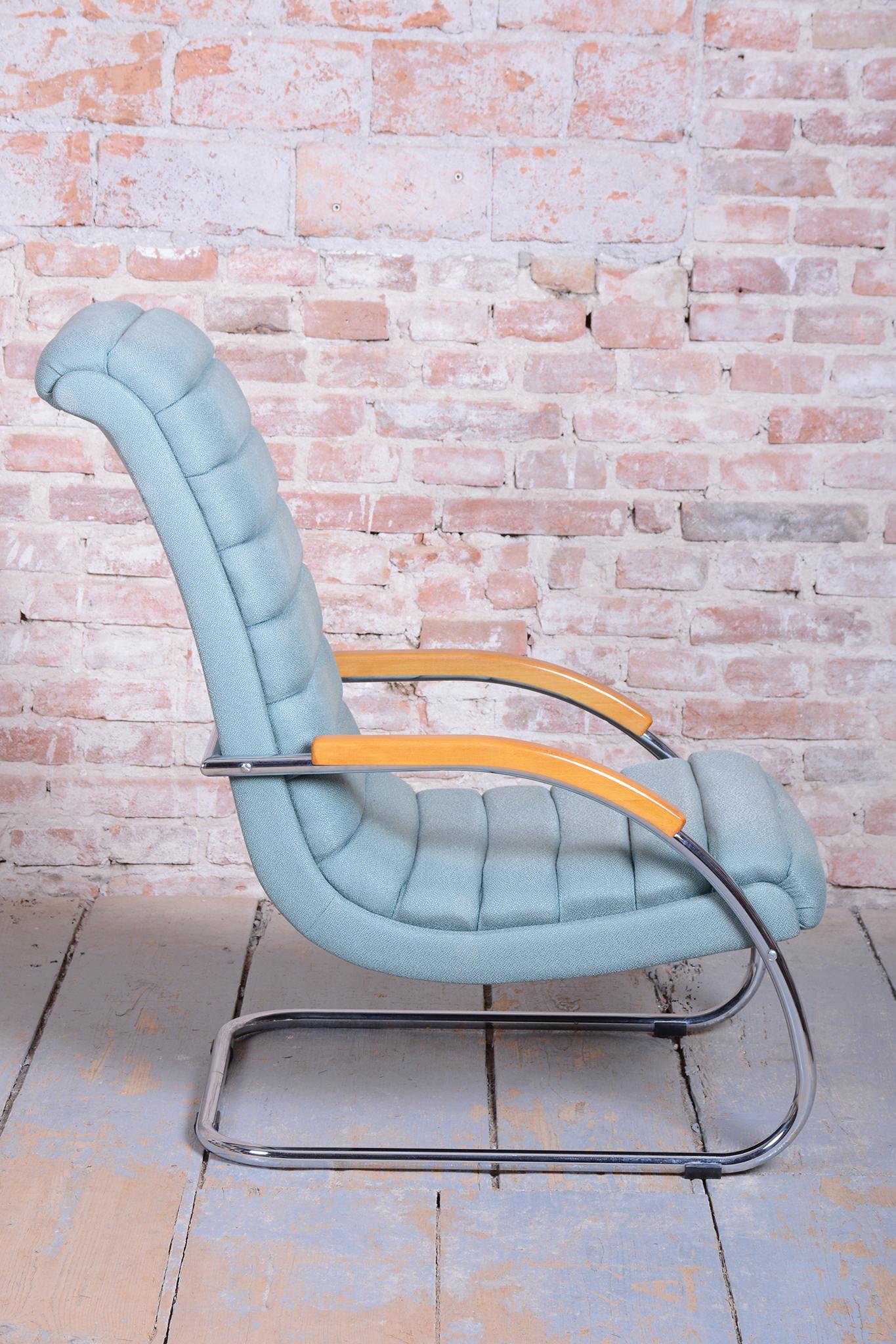 Pareja de sillones Bauhaus restaurados, de R.Slezak, modelo K32, cromados, República Checa, años 30 en venta 2