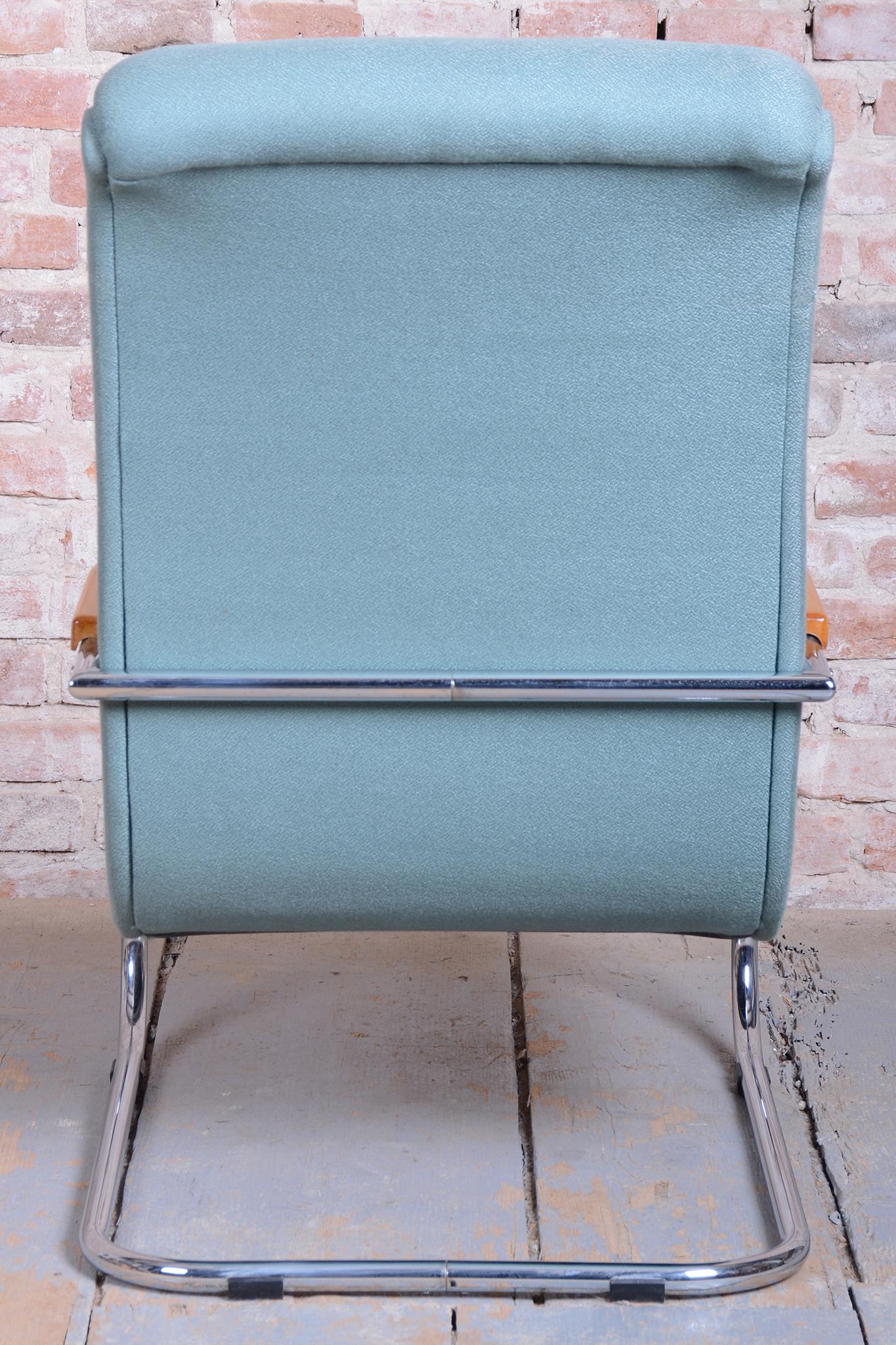 Pareja de sillones Bauhaus restaurados, de R.Slezak, modelo K32, cromados, República Checa, años 30 en venta 3