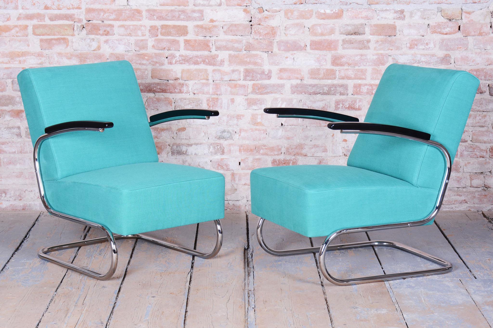 Tchèque Paire de fauteuils Bauhaus restaurés, par W. Gispen, Mücke & Melder, République tchèque, années 1930 en vente