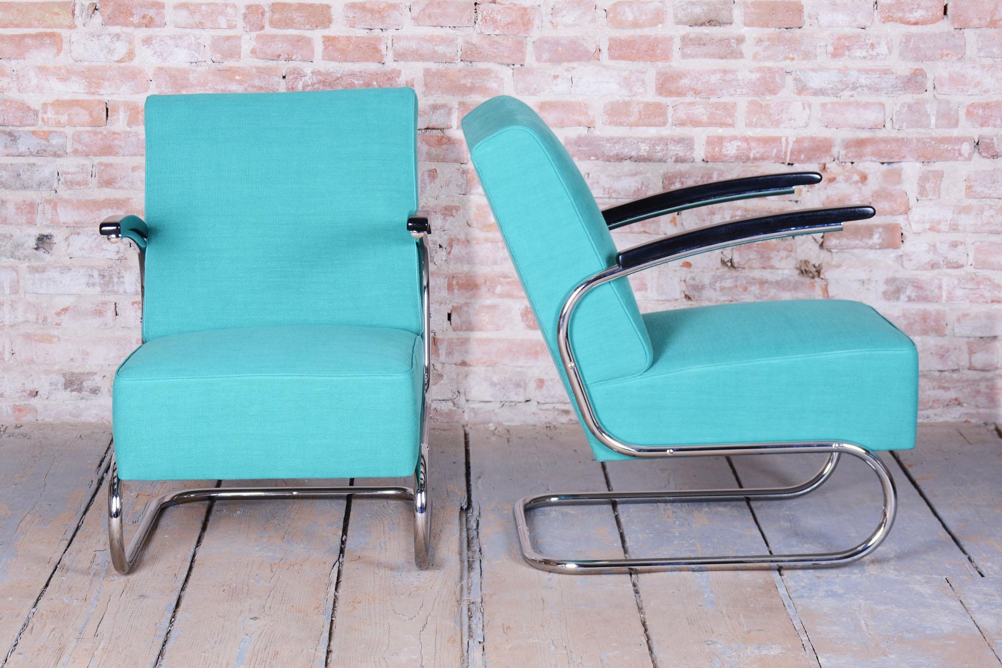 Paire de fauteuils Bauhaus restaurés, par W. Gispen, Mücke & Melder, République tchèque, années 1930 Bon état - En vente à Brandys nad Labem, Středočeský kraj