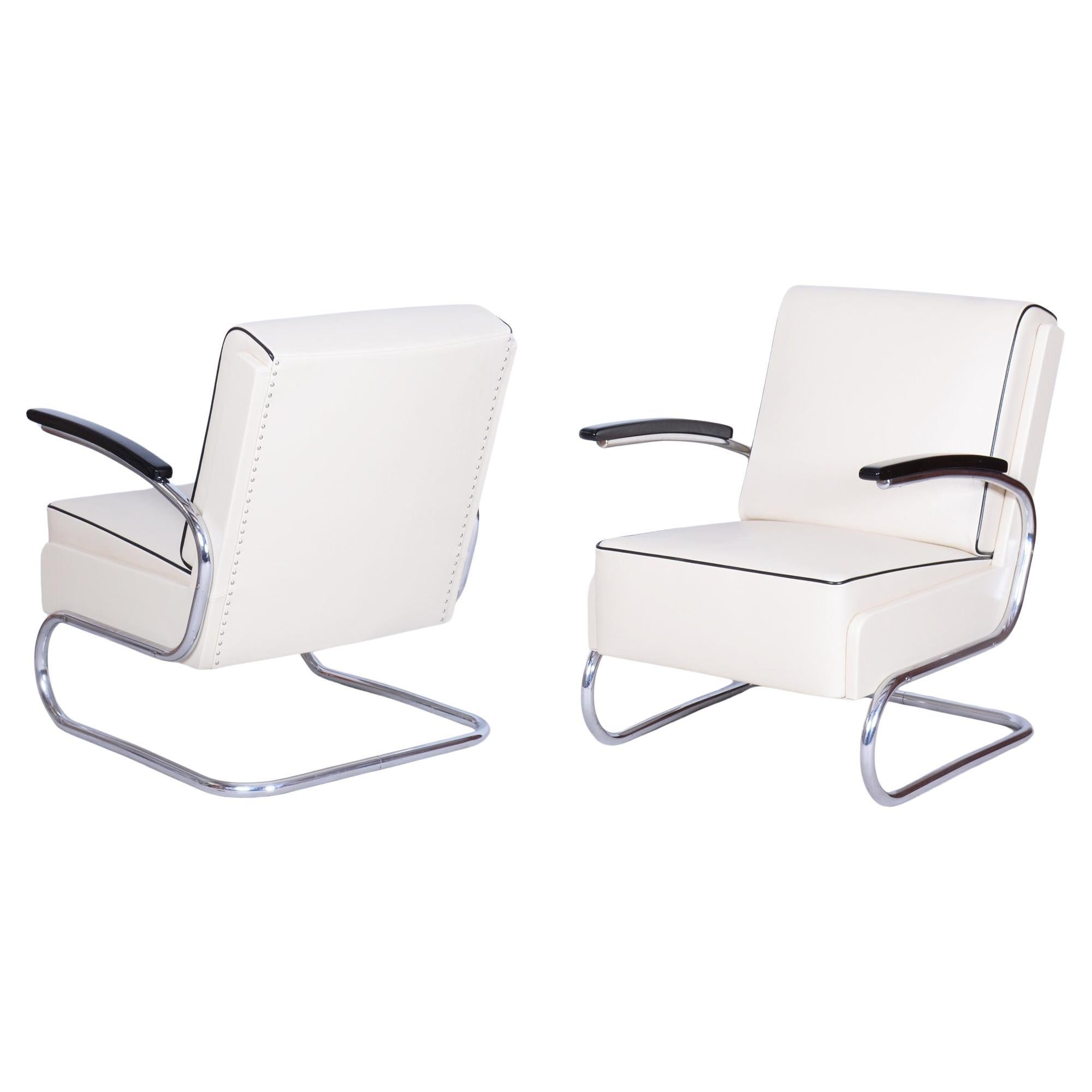 Pair of Restored Bauhaus Armchairs, by W. Gispen, Mücke-Melder, Czech, 1930s