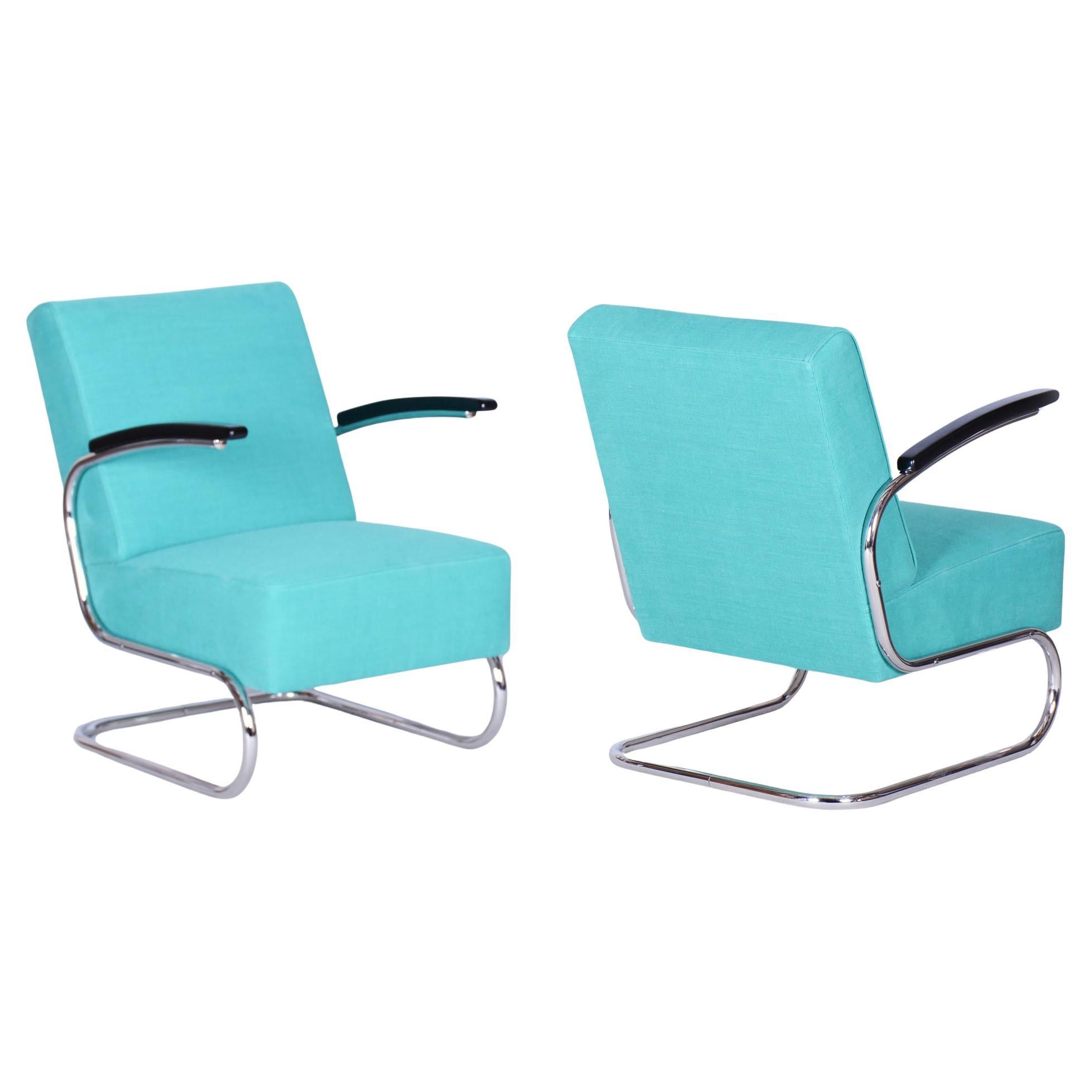 Pair of Restored Bauhaus Armchairs, by W. Gispen, Mücke-Melder, Czech, 1930s