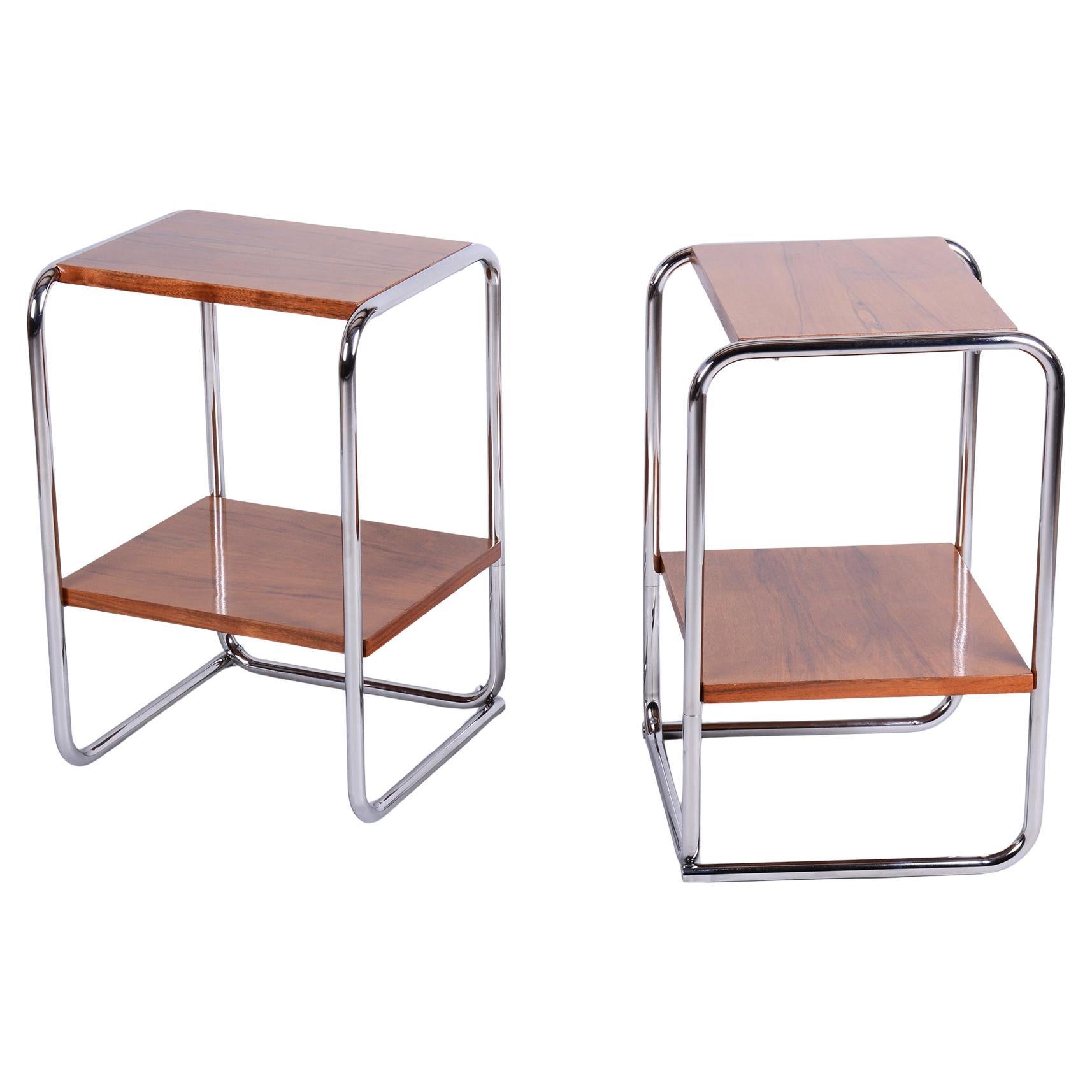 Pair of Restored Bauhaus Bedside Tables, by M. Breuer for Thonet, Germany, 1920s For Sale