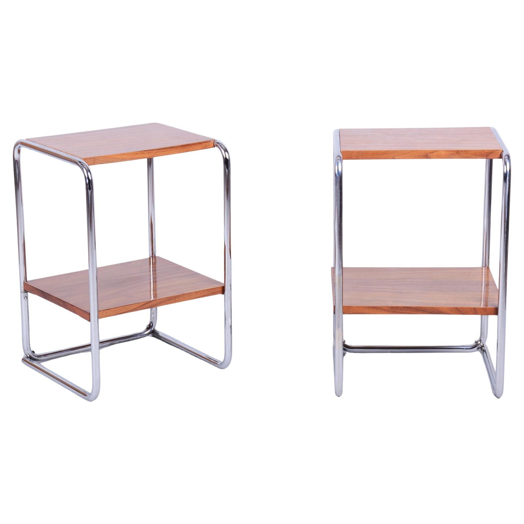 Pair of Restored Bauhaus Bedside Tables, by M. Breuer for Thonet, Germany, 1920s im Angebot