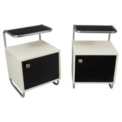 Pair of Restored Bauhaus Bedside Tables, Chrome-Plated Steel, Czech, 1940s