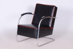 Pair of Restored Bauhaus Fn21 Armchairs, by Mücke-Melder, Leather, Czech, 1930s