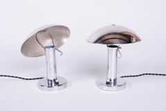 Pair of Restored Bauhaus Table Lamps, by Miroslav Prokop, Chrome, Czech, 1930s