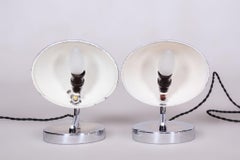 Pair of Restored Bauhaus Table Lamps, by Napako, Chrome, Steel, Czech, 1920s