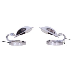 Pair of Restored Bauhaus Table Lamps, by Napako, Chrome, Steel, Czech, 1920s