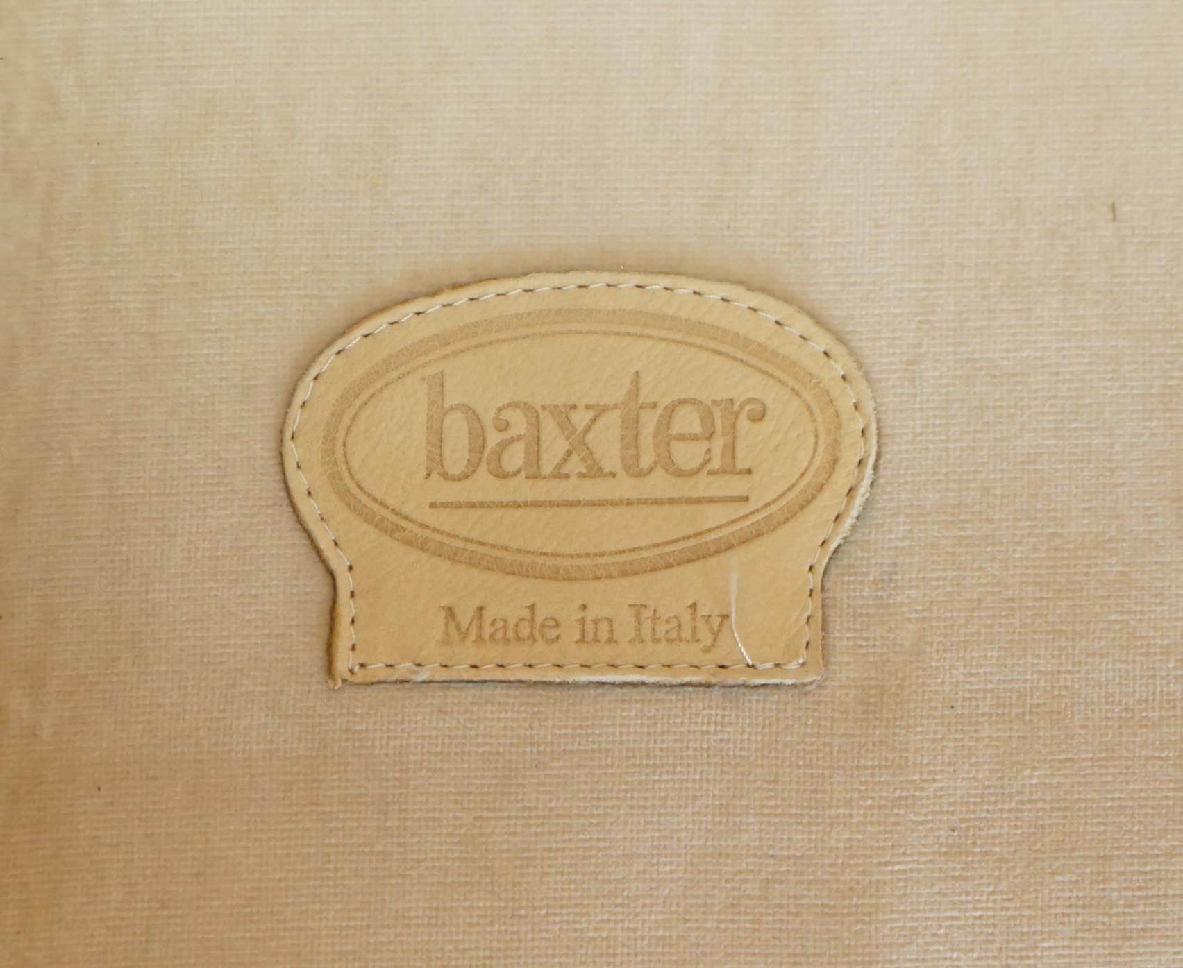 Paar restaurierte Baxter Berger Hand gefärbt Cigar Brown Leder Love Seat Sessel im Angebot 12