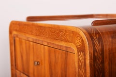Pair of Restored Bohemian Biedermeier Walnut Bed-Side Tables, 19th Century