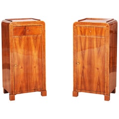 Antique Pair of Restored Bohemian Biedermeier Walnut Bed-Side Tables, 19th Century