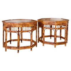 Pair of Restored Brighton Pavilion Style Bamboo End Tables by Mersman