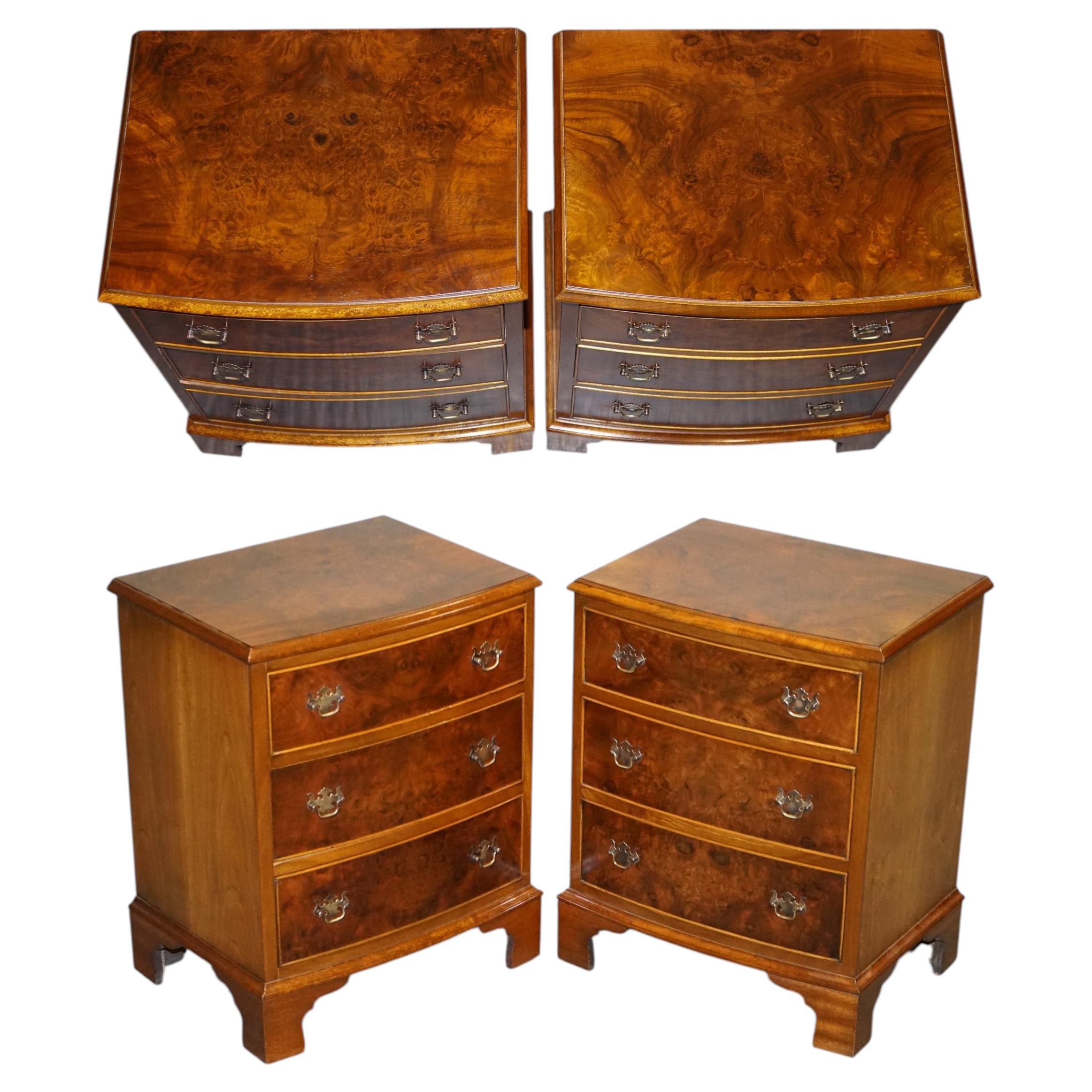 Paire de commodes en noyer restaurées pour chevet et bureau