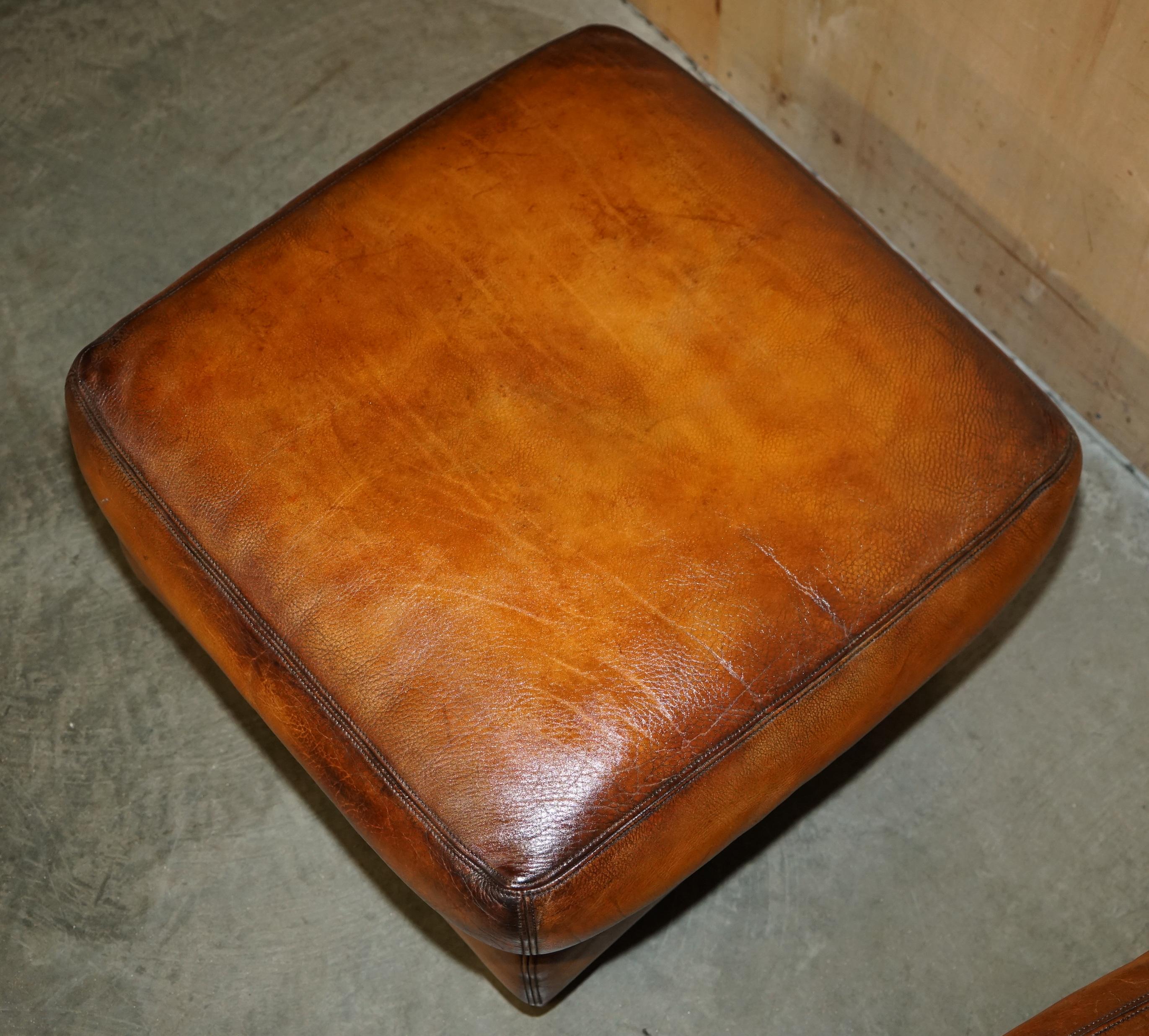 PAIR OF RESTORED DE SEDE DS17 BROWN BUFFALO NECK LEATHER ARMCHAIRS & FOOTSTOOLs im Angebot 12